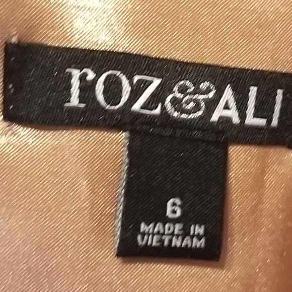 Roz & Ali 6 Dress Copper Black Mesh Overlay Floral Velevet Flocked Party Holiday - Picture 5 of 8